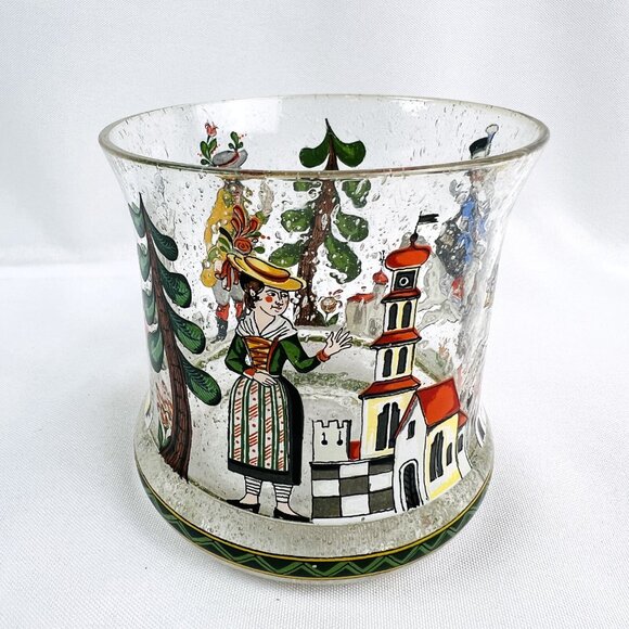 Hand Blown Vintage Glass Short Tumbler Seed Bubbles Bavarian Holiday Decor - Picture 5 of 7